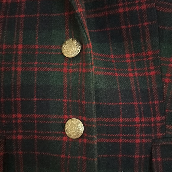 JCrew Plaid Tartan Holiday Schoolboy 2 Gold Button Blazer size 0 - Picture 3 of 6